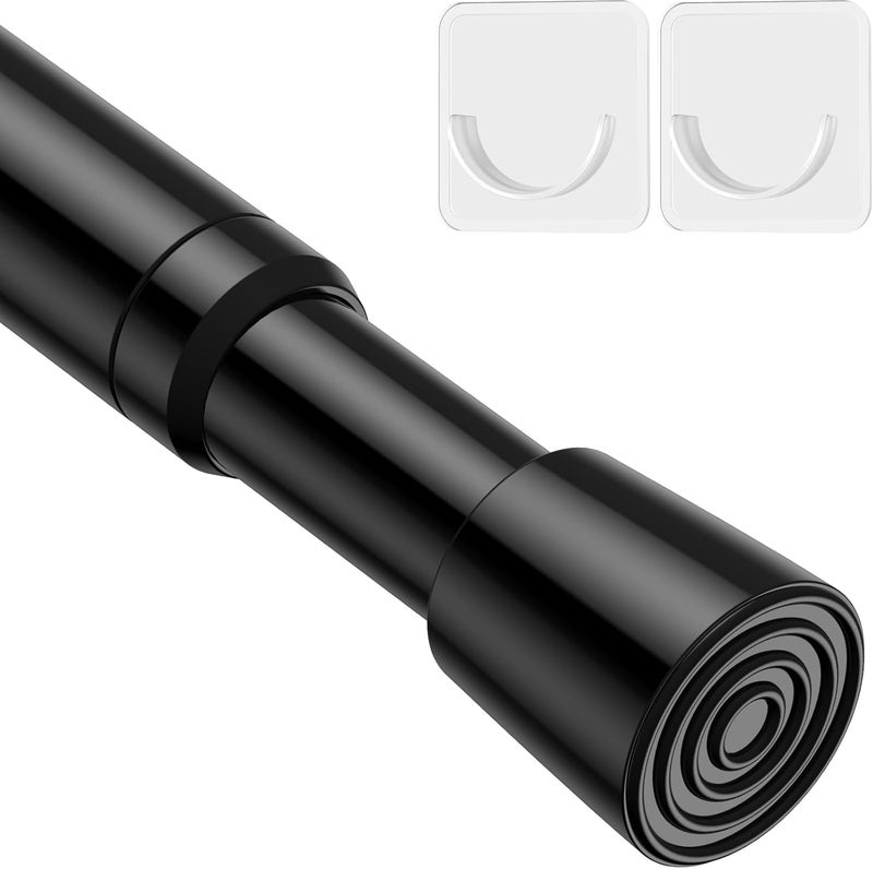 WEIXINHAI Spring Tension Curtain Rod for Windows 26 to 39 inch Black Small Tension Rod Adjustable Spring Curtain Rods No Drilling Short Tension Rod for Kitchen, Closet, Bathroom, Bookshelf - Image 1